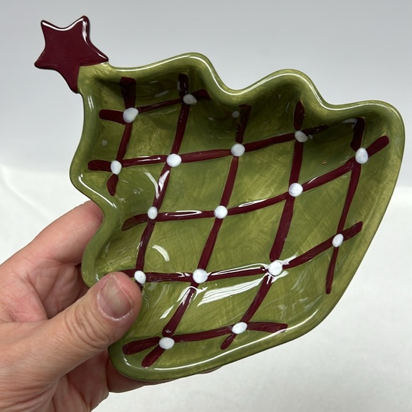 POTTERY BARN set of 2 ceramic SEASONS GREETINGS nut/candy dishes - Picture 2 of 7